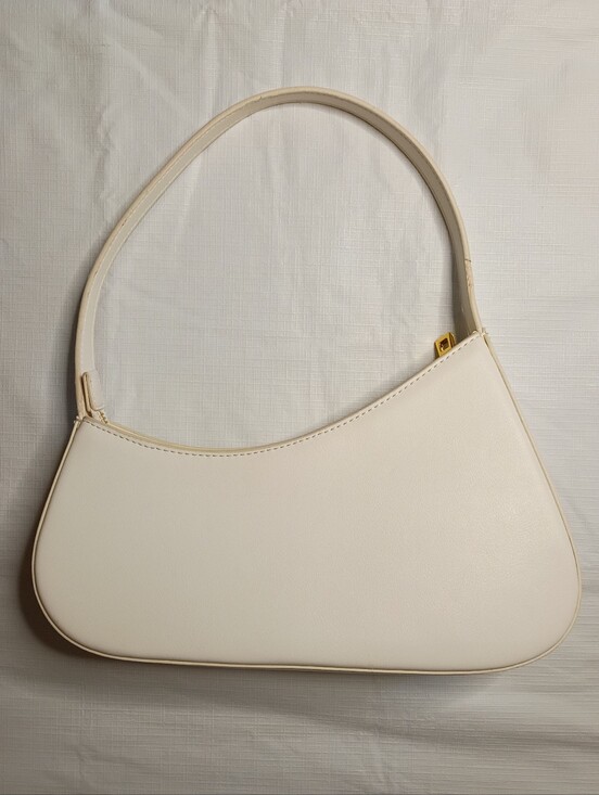Aupen Handbags - AUPEN Leather Shoulder Bag Ivory Asymmetrical Zip Closure Single Strap